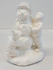 Creative Crafts Making a Snowman Ready To Paint Ceramic Figurine Vintage #10257
