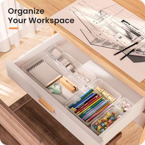 【Military Grade】A-LuGei Drawer Organizer,【𝟱𝗦𝗶𝘇𝗲】Makeup 5size, Clear - Picture 3 of 9