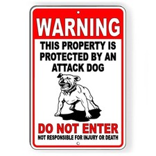 Warning Property Protected By Attack Dog Do Not Enter Sign / Decal Beware Dog