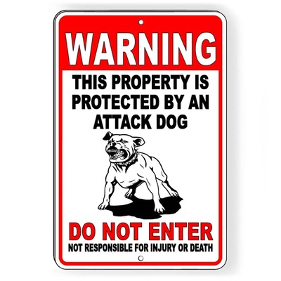 Warning Property Protected By Attack Dog Do Not Enter Sign / Decal  Beware Dog
