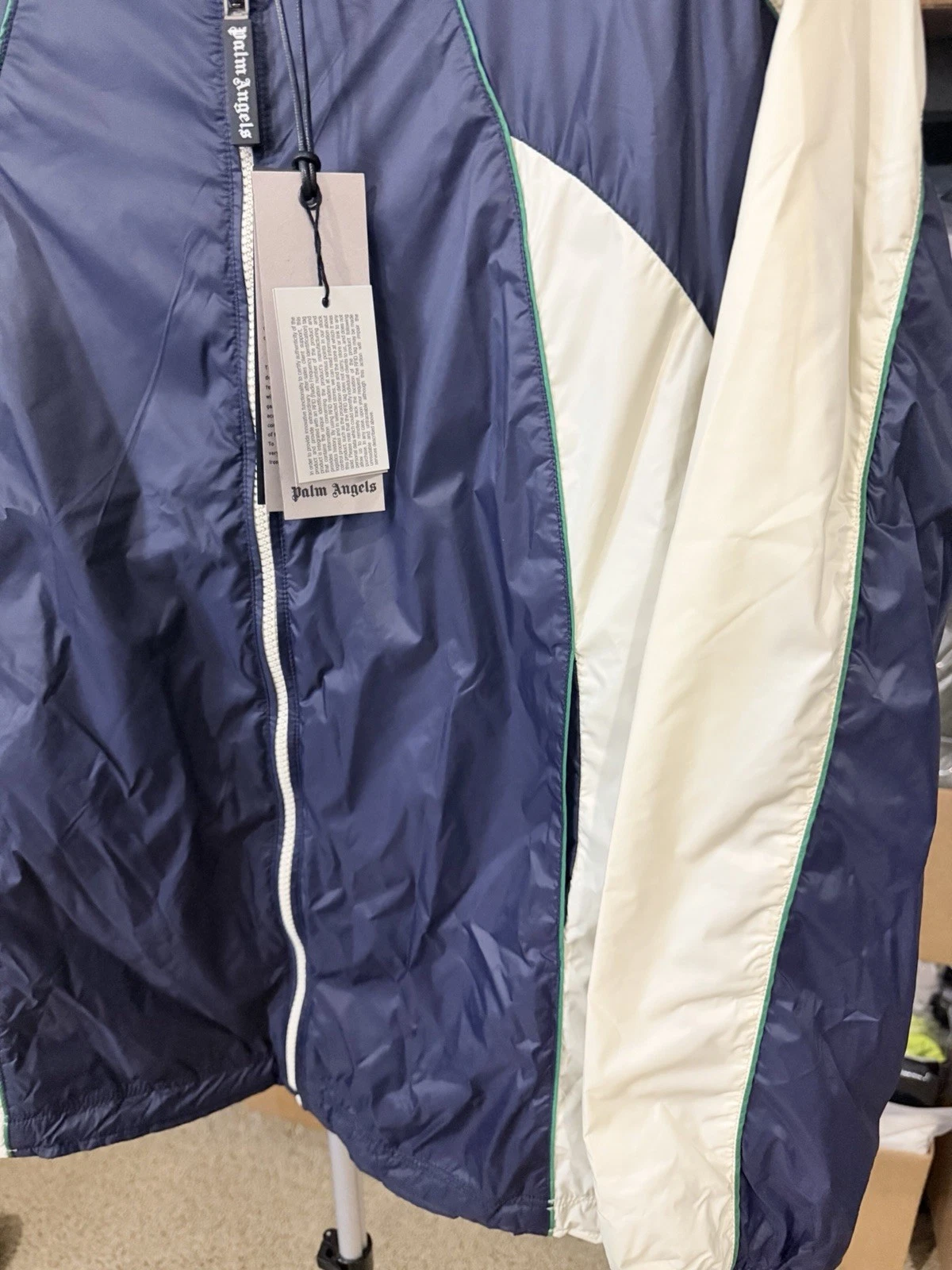 Palm Angels MED Curved Logo Windbreaker Jacket Navy Blue NWT π₯ $1181 - product detail image 8