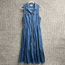 MICHAEL Michael Kors Dress Women’s L Chambray Denim Button Down Sleeveless Maxi