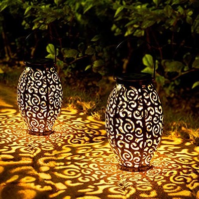 OxyLED Solar Lanterns Outdoor Waterproof, 2 Pack LED Hanging Lights for Garden