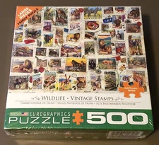NEW Eurographics Barbara Behr WILDLIFE VINTAGE STAMPS 500 Large Piece Puzzle