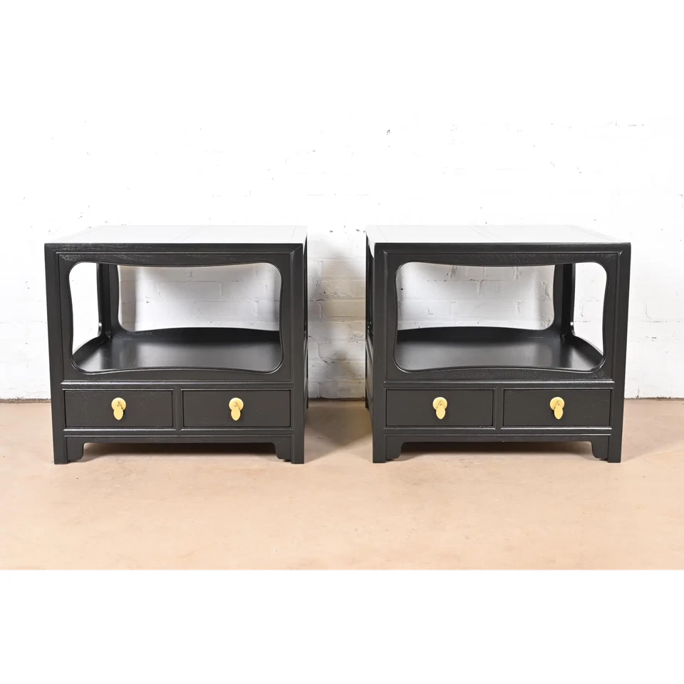 Черные лакированные прикроватные тумбочки Michael Taylor for Baker коллекция Far East - Изображение 3 из 4