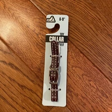 pet champion toy collar leather 6-9”-brown