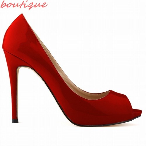 Sandalias de tacón de aguja altos con punta abierta de charol para mujer Zapatos de salón OL - Imagen 21 de 21