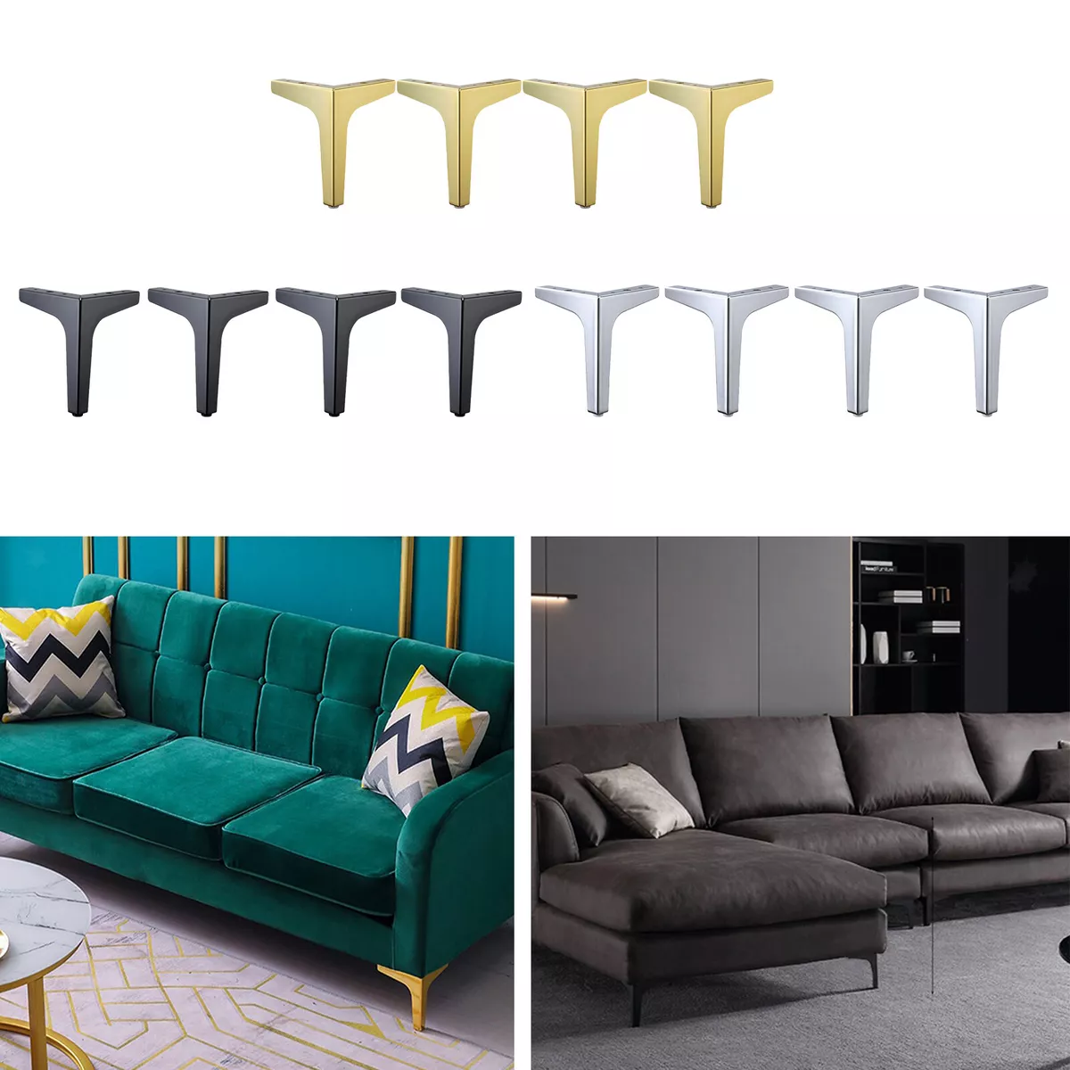 4pcs Furniture Legs Furniture Sofa Legs Metal Triangle Feet for Table Cabinet