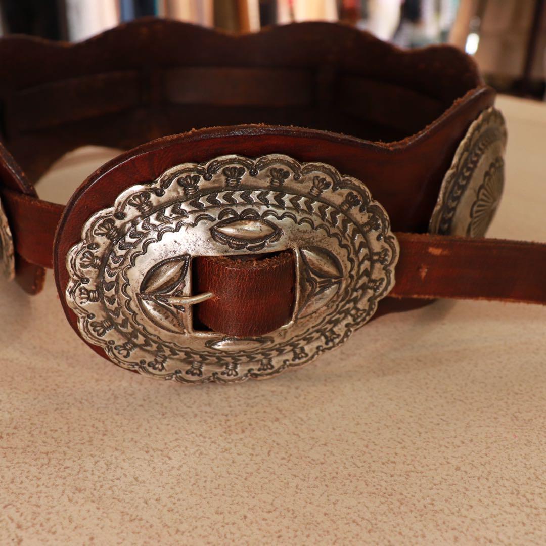 RALPH LAUREN Western Concho Leather Belt Size XS Made in  display picture 1