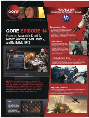 2009 Qore Episode 19 Video Games PlayStation COD MW2 AC Retro Print Ad/Poster