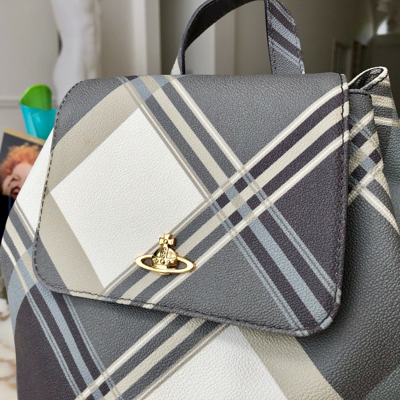 VIVIENNE WESTWOOD Derby tartan backpack  in gray image 6