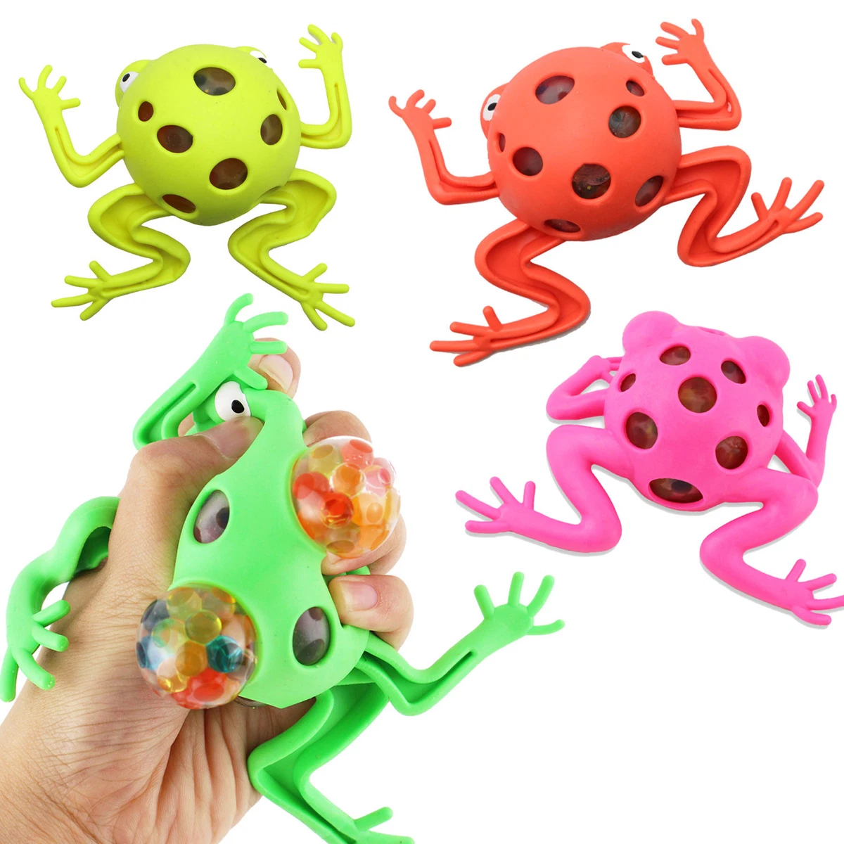 4 Pack Frog Squeeze Ball Toy ~ Jelly Water Bead Grape Ball Stress Relive  Fidget