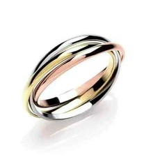 9 ct Gold Russian Ring Multi-Tone 3 Colour Gold Band Three Colour 2mm 3mm