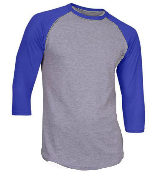 3/4 Sleeve Raglan Baseball Mens Plain Tee Jersey TShirt Gray Royal Blue 2XL | eBay