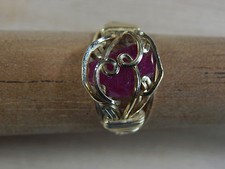Women's Gold Wire Wrap Red Pink Gemstone Ring Size 7