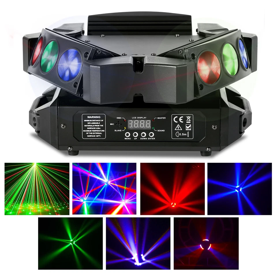 60W Spider Moving Head Light RGB 9 LED Stage DJ Beam Light DMX / Sound Activated - Image 2 of 4