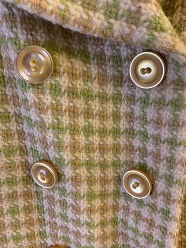 Cappotto vintage Union Made donna taglia L? Plaid foderato giallo verde panna elegante - Foto 7 di 21