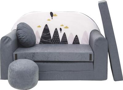 BDW Schlafsofa für Kinder mit Sitzhocker/Kissen, Coton, 168x98x60cm