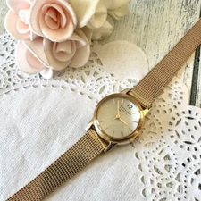 MARGARET HOWELL Watch Round Gold Solar Rare Used From Japan Check description