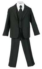 Boys Tuxedo Suit Black Formal Neck Tie Party Wedding Toddler Kids Size 2T-20 New