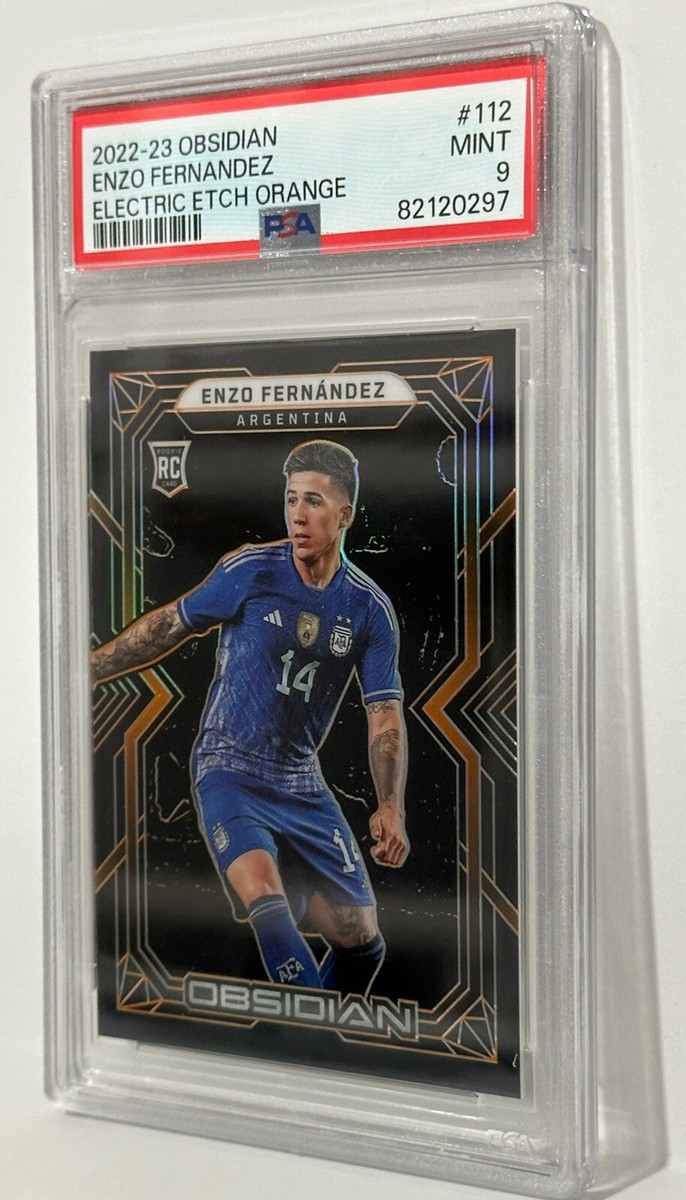 2022-23 Panini Obsidian Argentina RC Enzo Fernandez Orange Etch