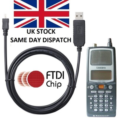 USB Programming Cable UNIDEN UBC3300XLT BC296D BC250D FTDI  Lead Scanner HAM