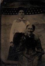 Antique Daguerreotype Ambrotype Tintype PHOTO  PATRIOTIC Mother Daughter