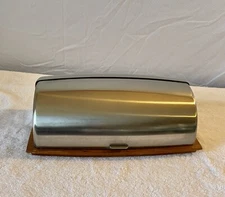 MCM Cheshire teak cheese cutting board roll-back cover  Swedish stainless steel