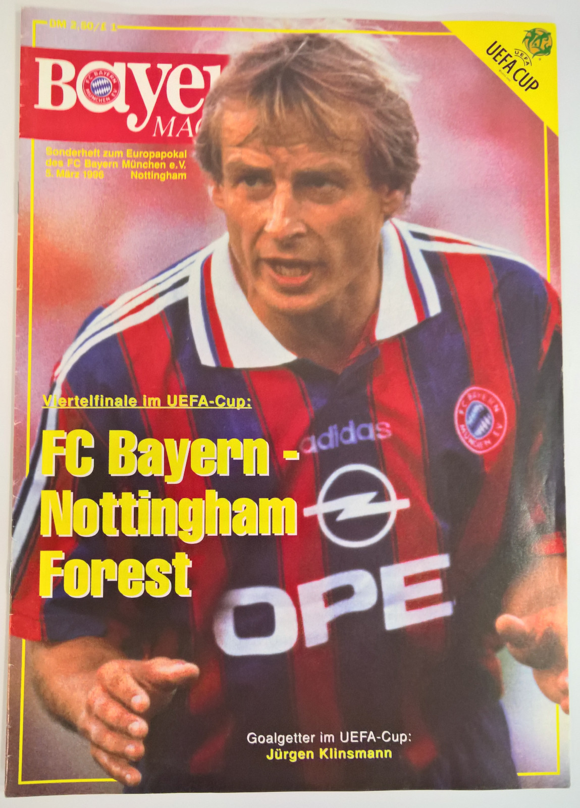 Billet Match UEFA 1995/96 Bayern Munich – Nottingham Forest (ticket Original)