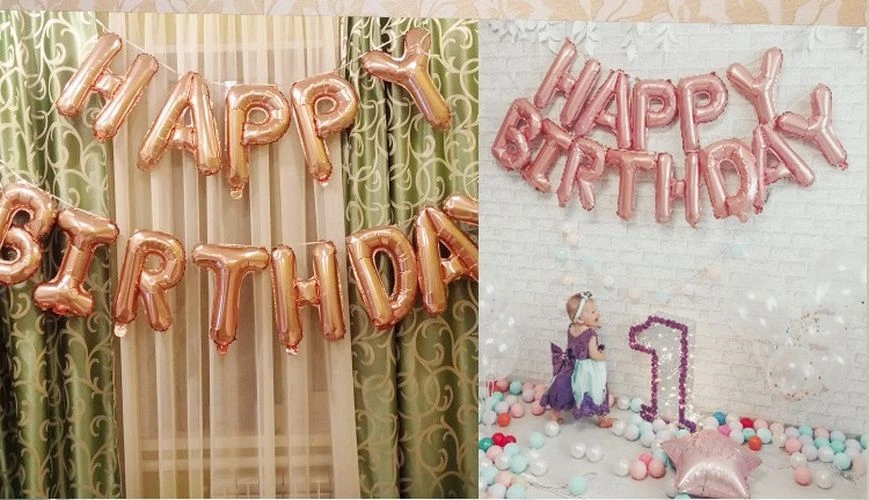 16 Inches Happy Birthday Letter Foil Balloon Set For Backdrop Party Supplies NEW - Image 3 of 4