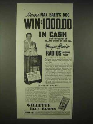 1935 Gillette Blue Blades Razor Ad - Max Baer