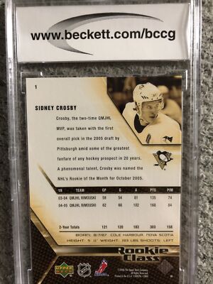 2005-06 Upper Deck Rookie Class #1 Sidney Crosby Rookie Card