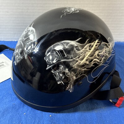 NWT Original Lethal Threat Biker Skull Helmet Black White 2XL 646931