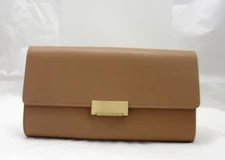 GiGi New York Melrose  Clutch Smooth Italian Leather Fold-over Cappucino