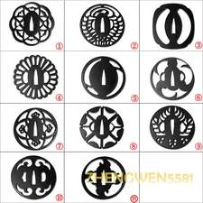 Katana Black Iron Tsuba Hand Guard For Japanese Samurai Sword Katana Wakizashi