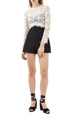 Topshop Lace Bodice Romper Sz 2 Black white