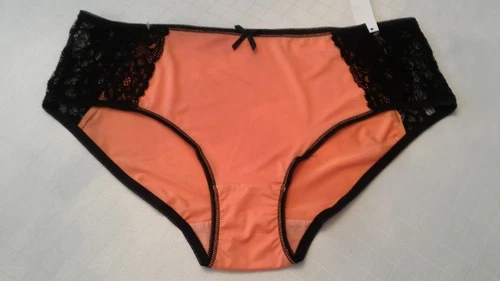 WOMENS panties  boy leg (size 3X) creamsicle orange black lace