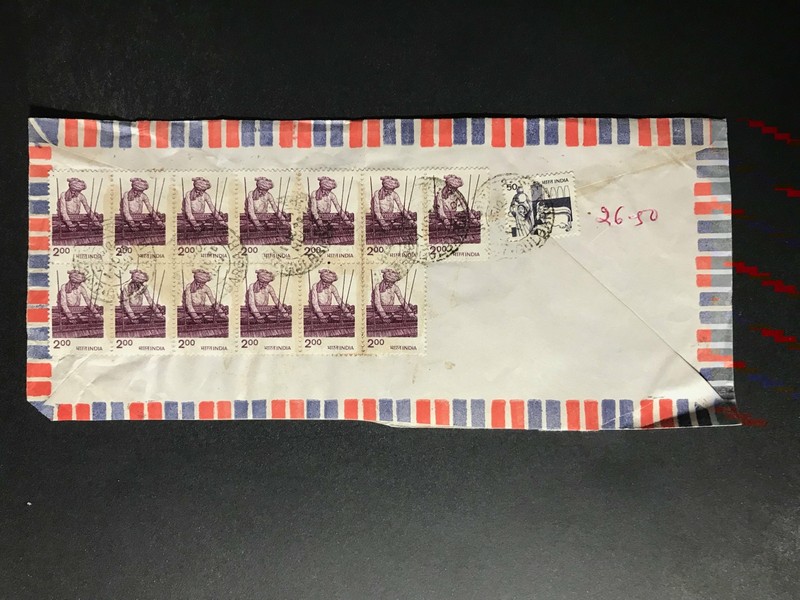 India Registered Cover to Finland City Cancel 1980s-1990s Cover #2373