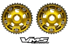 2 GOLD VMS RACING BILLET ADJUSTABLE CAM GEARS FOR 97-01 HONDA PRELUDE H22 VTEC