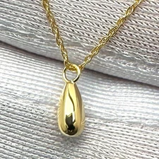 14K Yellow Gold Teardrop Italian Necklace (Solid Links) 16"-18" Adjustable