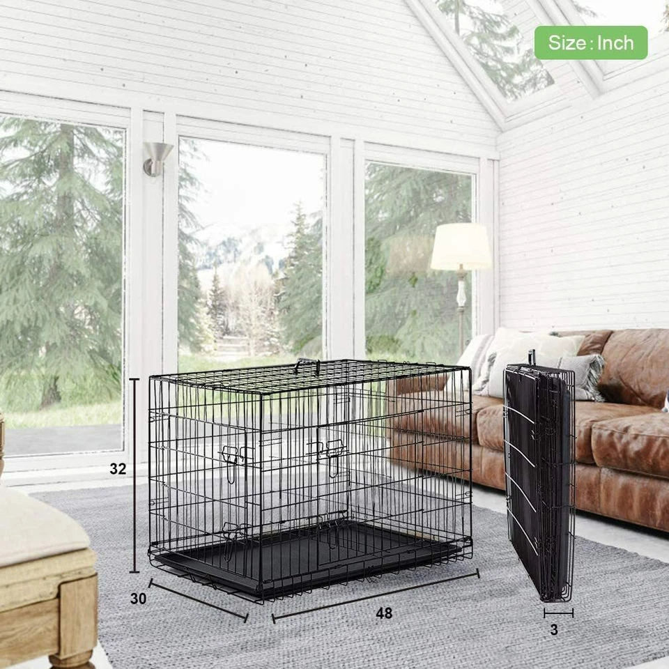 BestPet 42 in Large Dog Crate Dog Cage Dog Kennel Metal Wire Double-Doors - Image 3 of 4