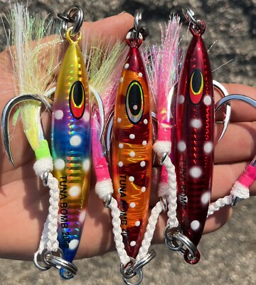 Lot 200g. BLUEFIN  TUNA  Bomb  KNIFE JIGS - Eddie Glow Heavy  See My Other Items