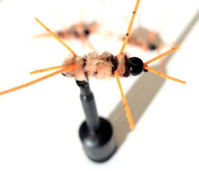 (3) Hot Legs Euro Stone - Pat's Rubber Legs - #8 Barbless hook - 3/16 Bead Head