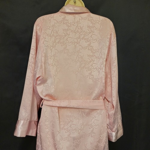 Vintage Victoria's Secret Robe Pink Satin Floral Long Sleeve Patch Pockets Sz S - Picture 6 of 8