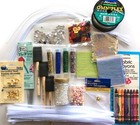 Lot Assorted Art & Craft Supplies: Beads, Glitter, Sequins, Buttons, Brushes etc
