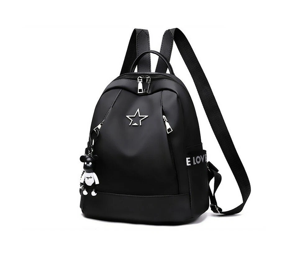 Bolso Mochila De Moda Para Mujer De Hombro Suave Oxford Escolar Negro Lujo |