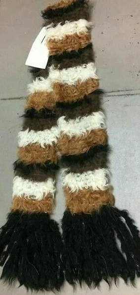 Scaasi Multi-Color Kalgan Lamb Fur Designer Scarf Black, Ivory, Gold, Brown NWT - Image 4 of 4