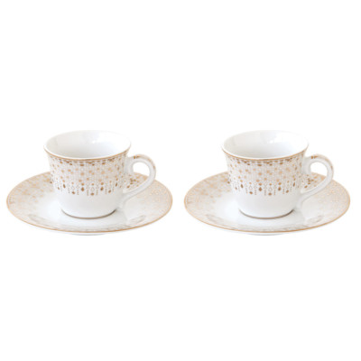 EASY LIFE SET 2 KAFFEETASSEN MIT UNTERTASSEN 80 ML PORZELLAN - FESTLICH
