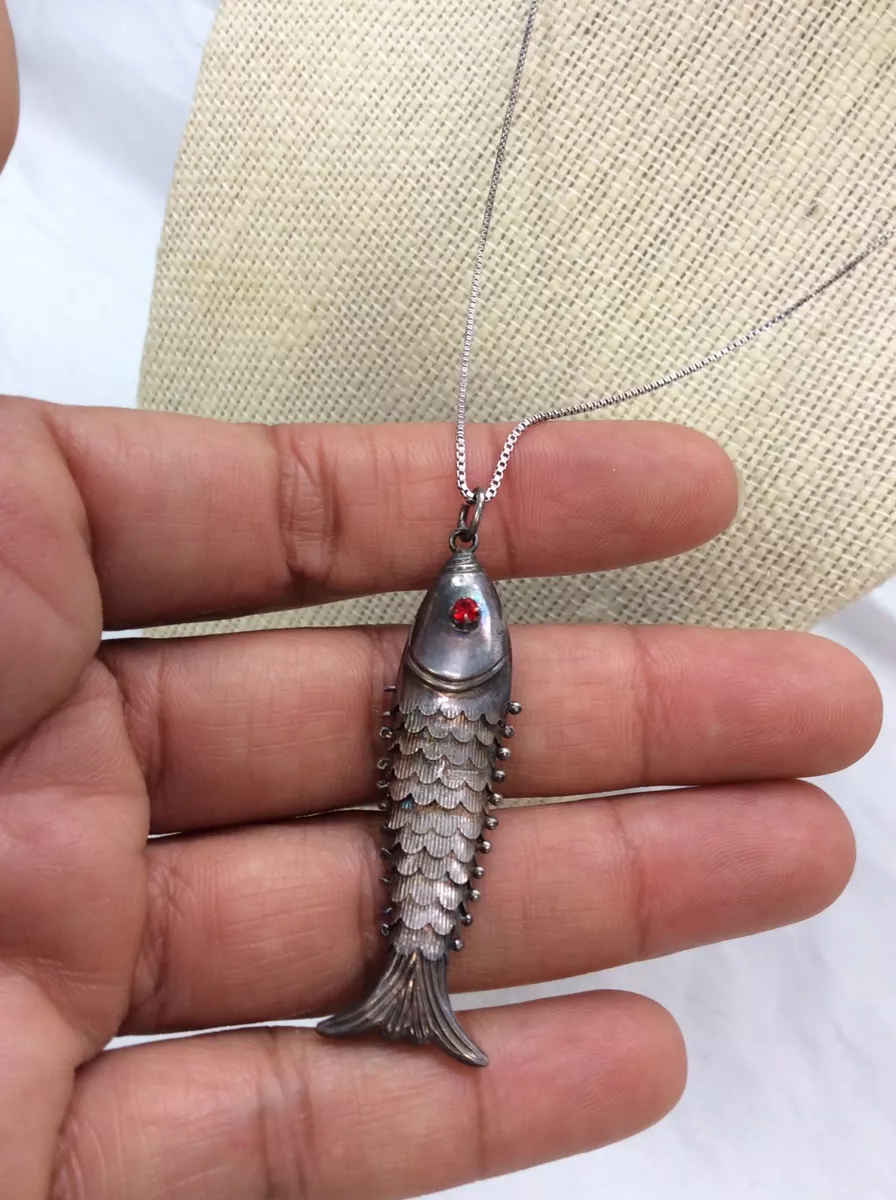 Silver articulated fish best sale pendant