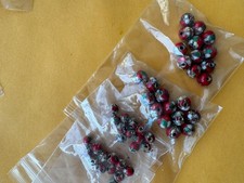 4 dozens cloisonne beads, 4 mm and 6 mm  red, green, white and gold